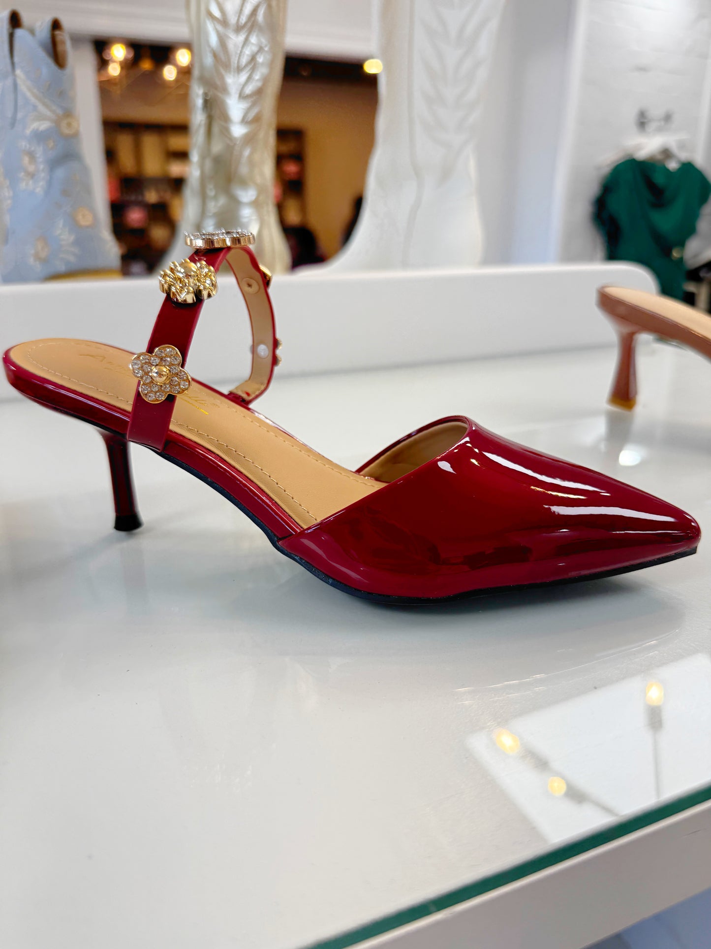 Cherry Patent Heel