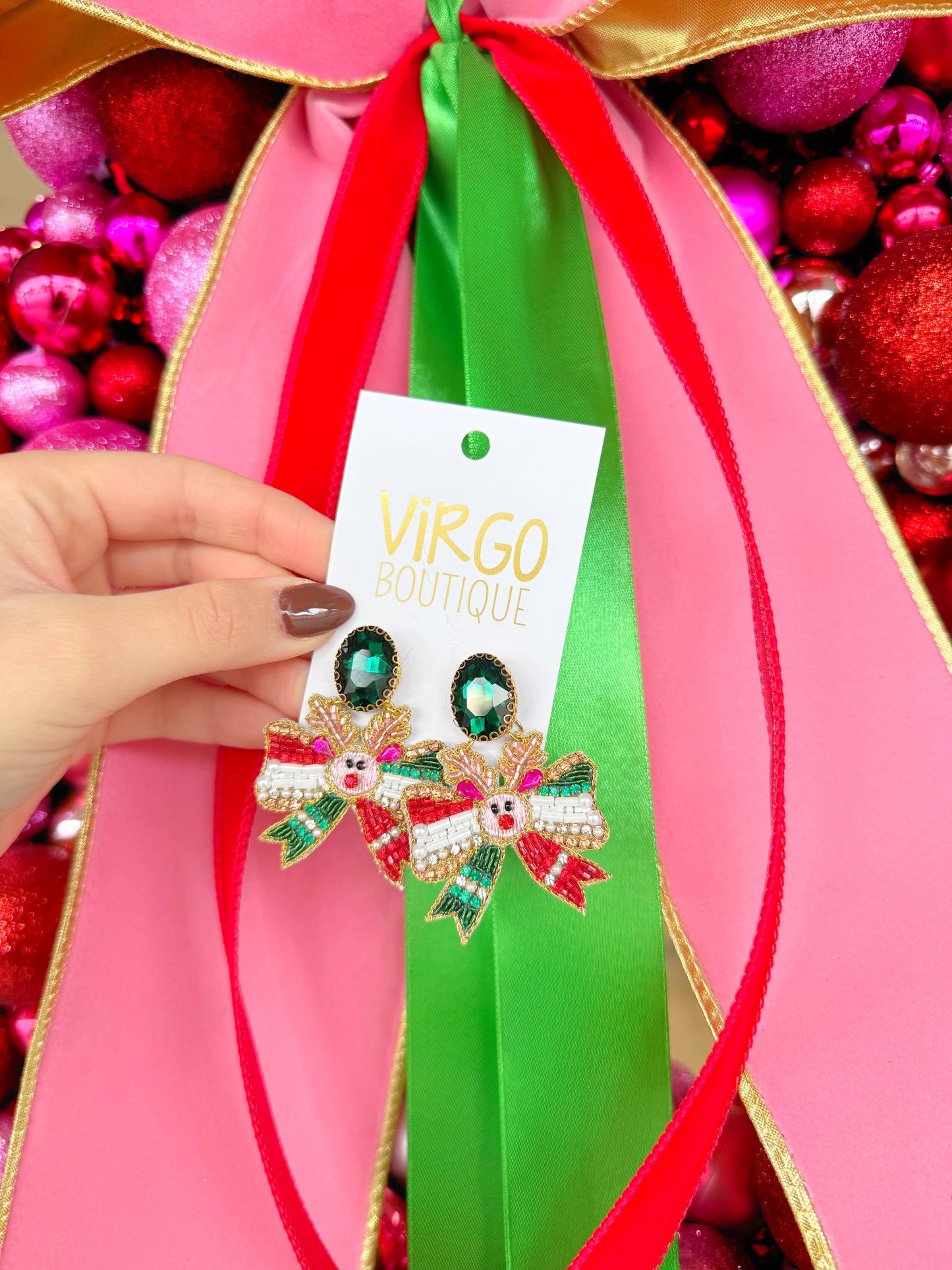 Beaded Reindeer Earrings