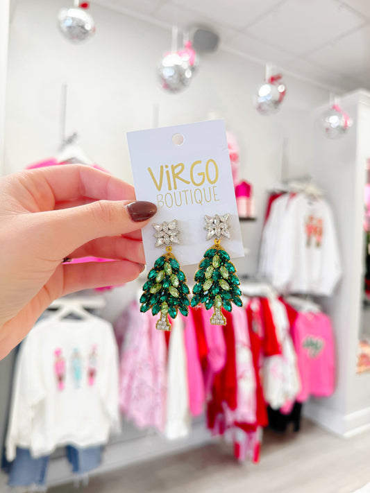Beaded Christmas Tree Earrings