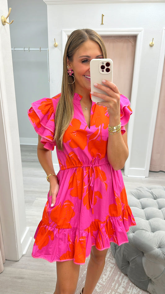 Floral Ruffle Mini Dress