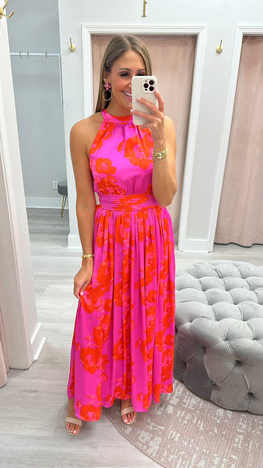 Floral Halter Maxi Dress