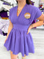 Double V-Neck Drop Shoulder Dress