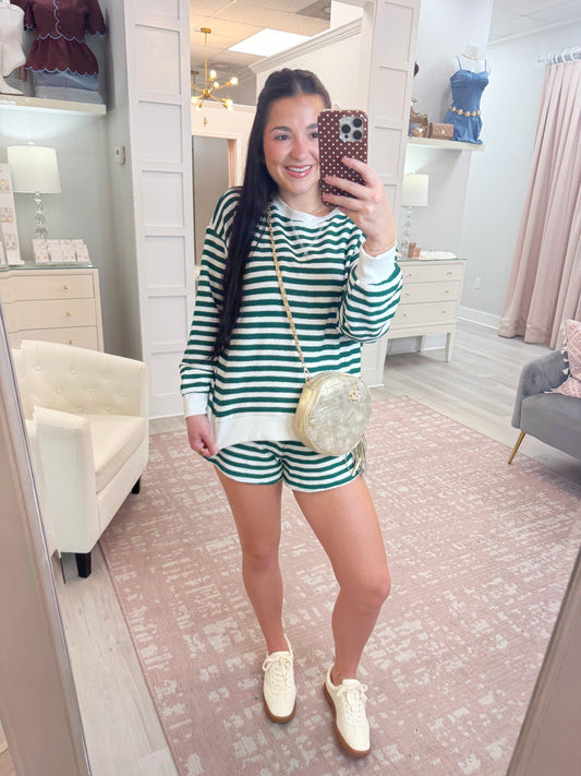 Striped Pullover & Shorts Set
