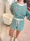 Striped Pullover & Shorts Set