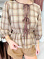 Plaid 3/4 Sleeve Top