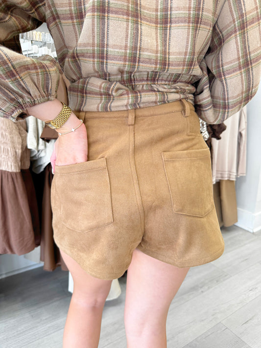 Suede Plated Flare Shorts