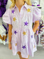 Purple and Gold Star Sequin Dress