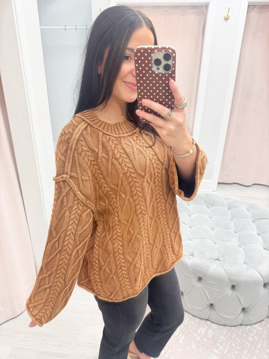 Mineral Wash Cable Knit Sweater