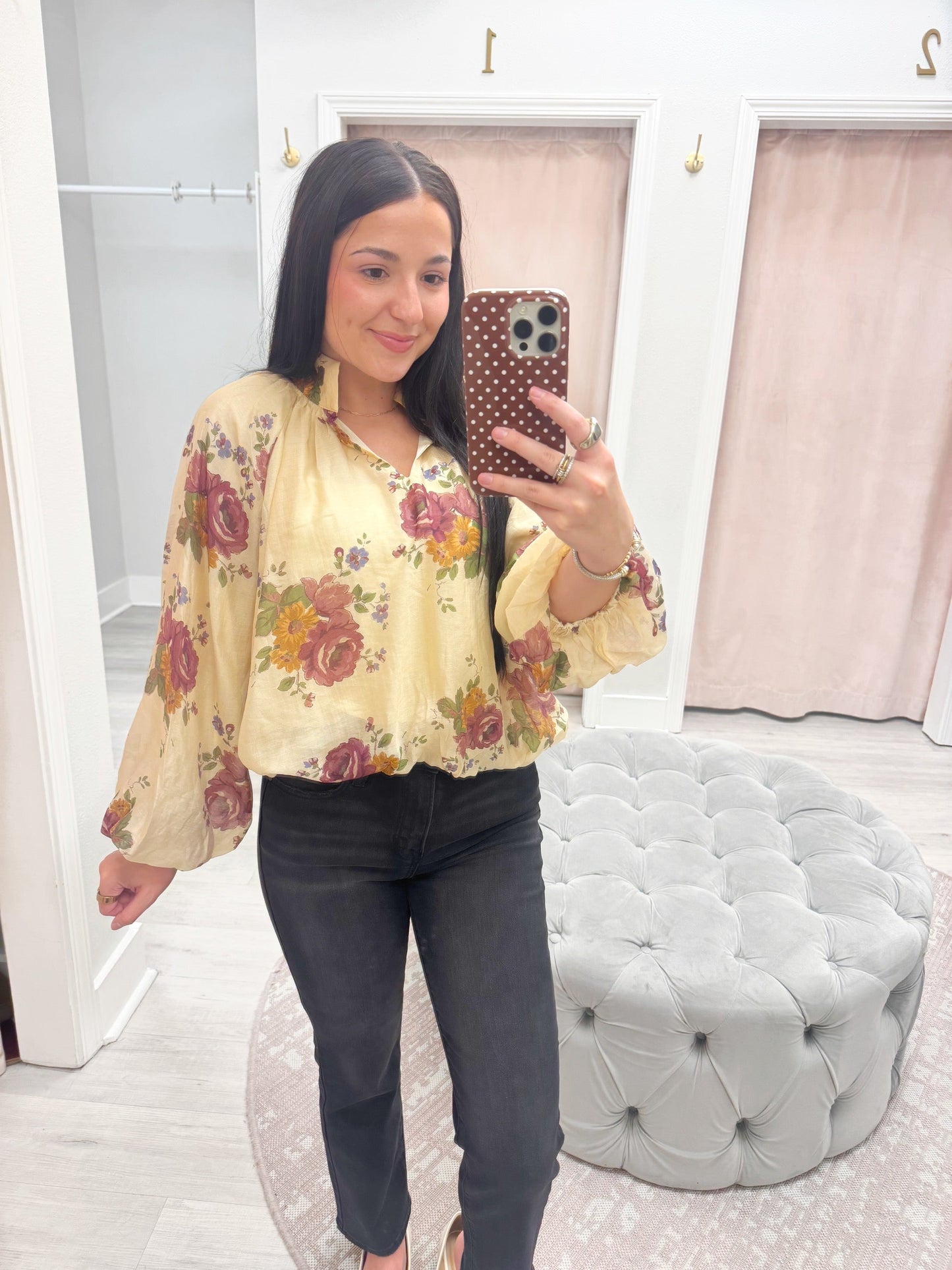 Balloon Sleeve Floral Top