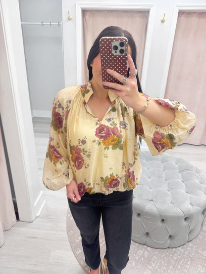 Balloon Sleeve Floral Top