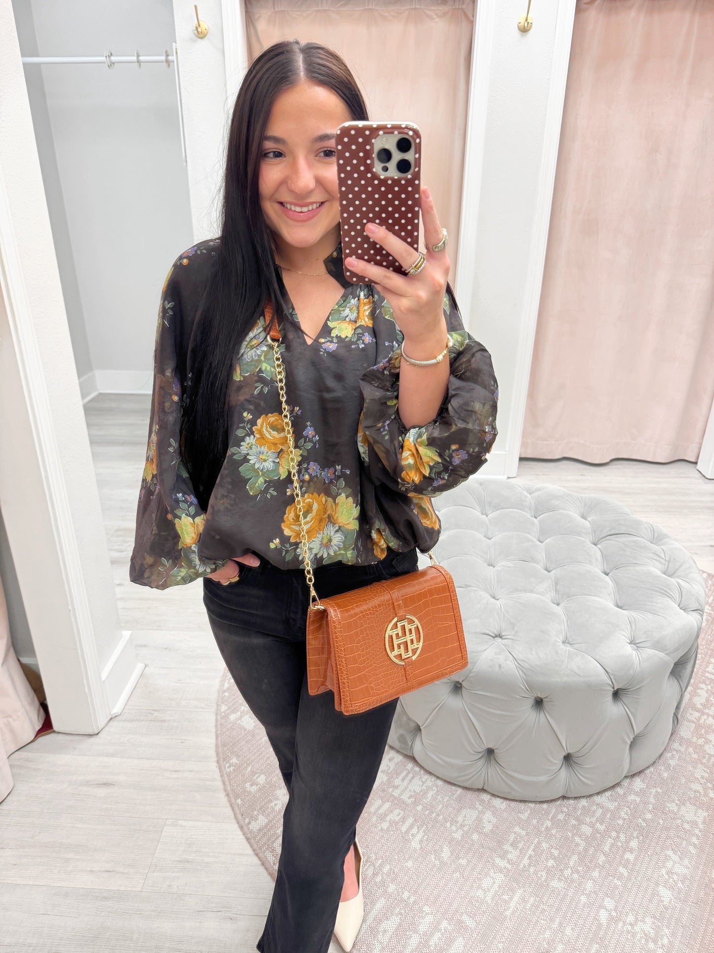 Balloon Sleeve Floral Top