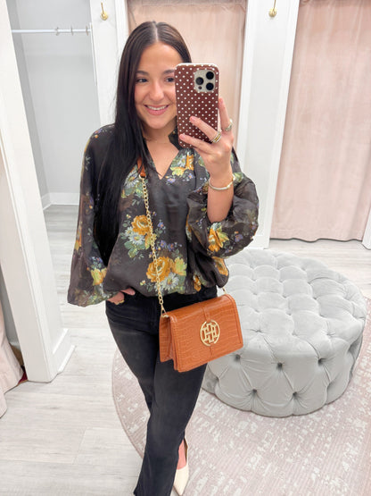 Balloon Sleeve Floral Top