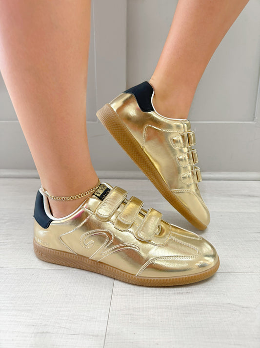 Script V Three Strap Sneakers