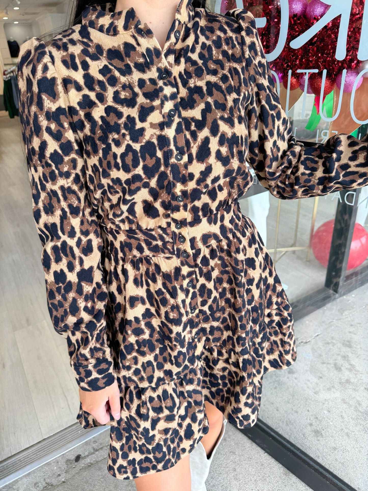 Leopard Fitted Waist Mini Dress