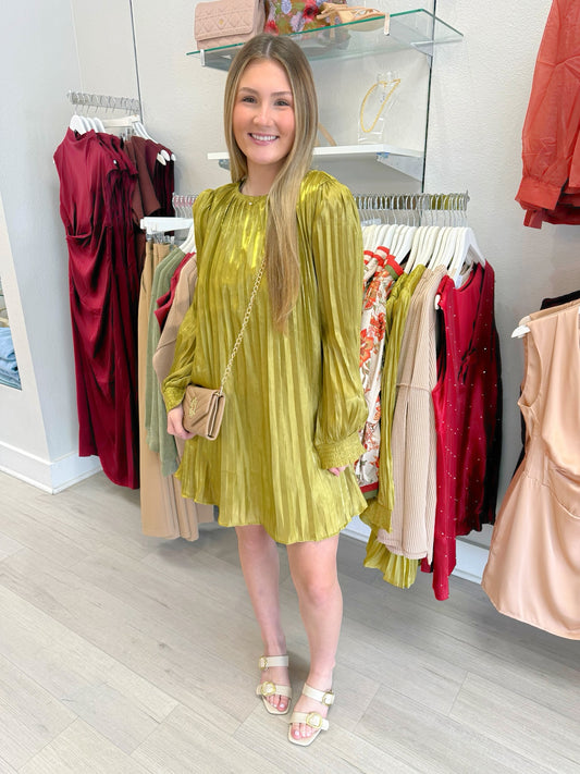 Pleated Relaxed Mini Dress