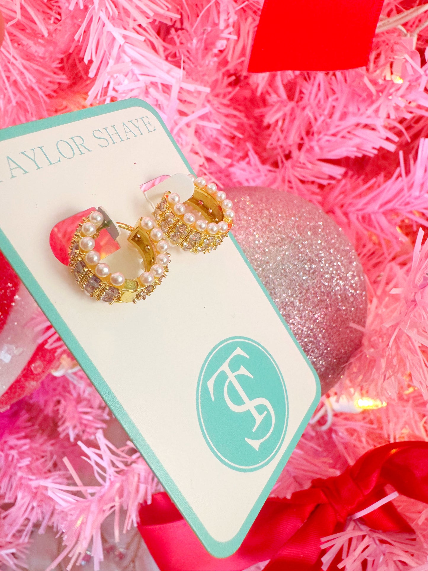 Rhinestone & Pearl Covered Huggies