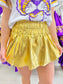 Metallic Faux Leather Skort