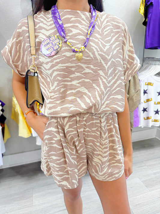 Animal Print Top & Short Set