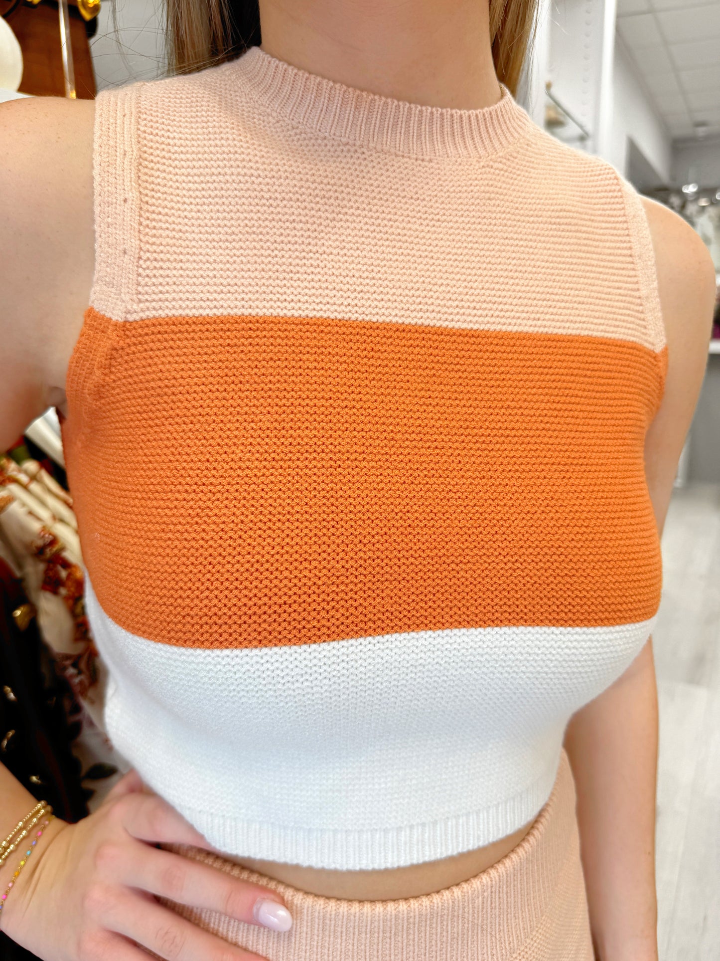 Color Block Top & Skirt Set