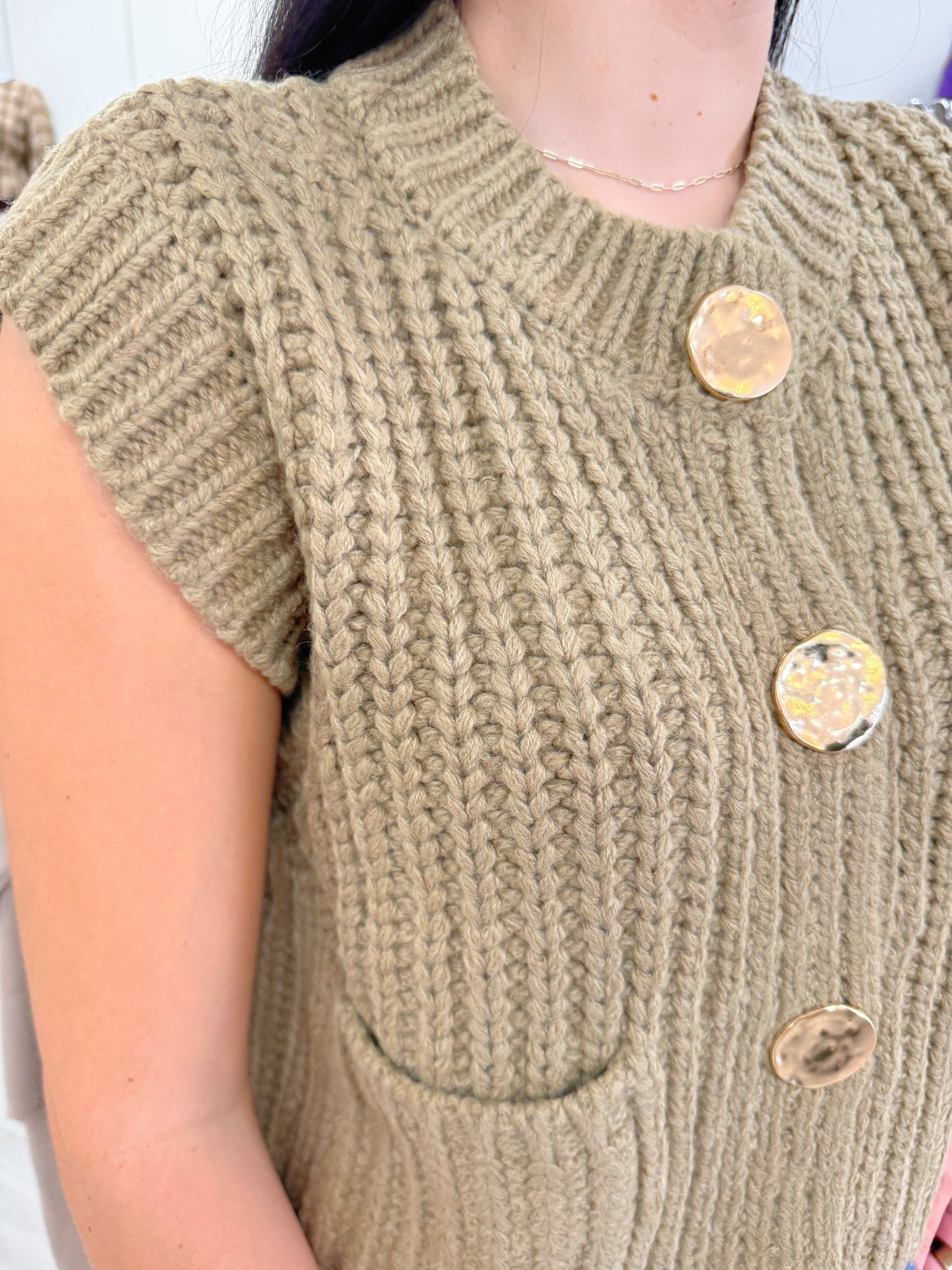 Front Button Knit Vest