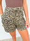 Pin Tuck Detail Leopard Shorts