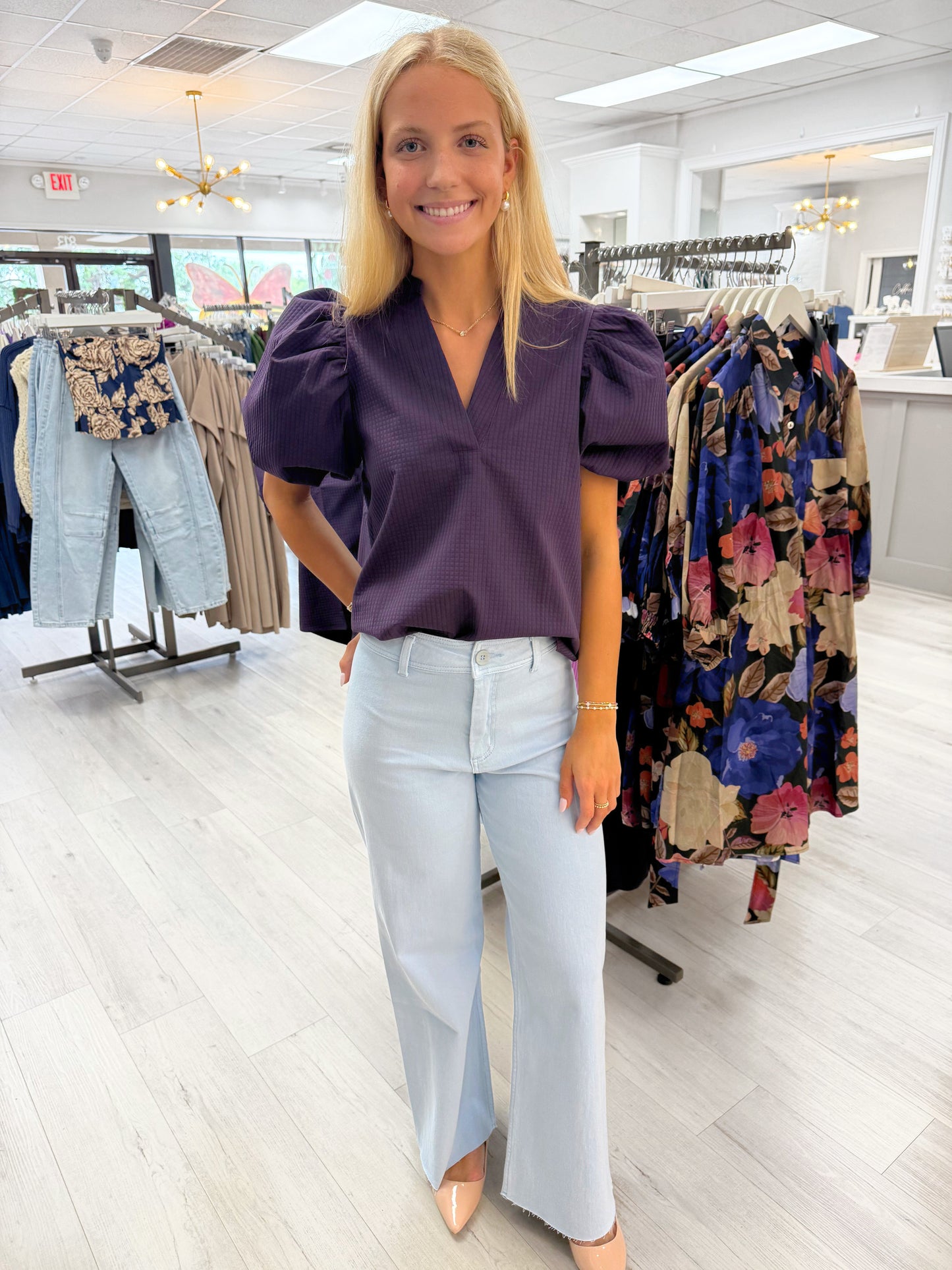 V-Neck Puff Sleeve Top