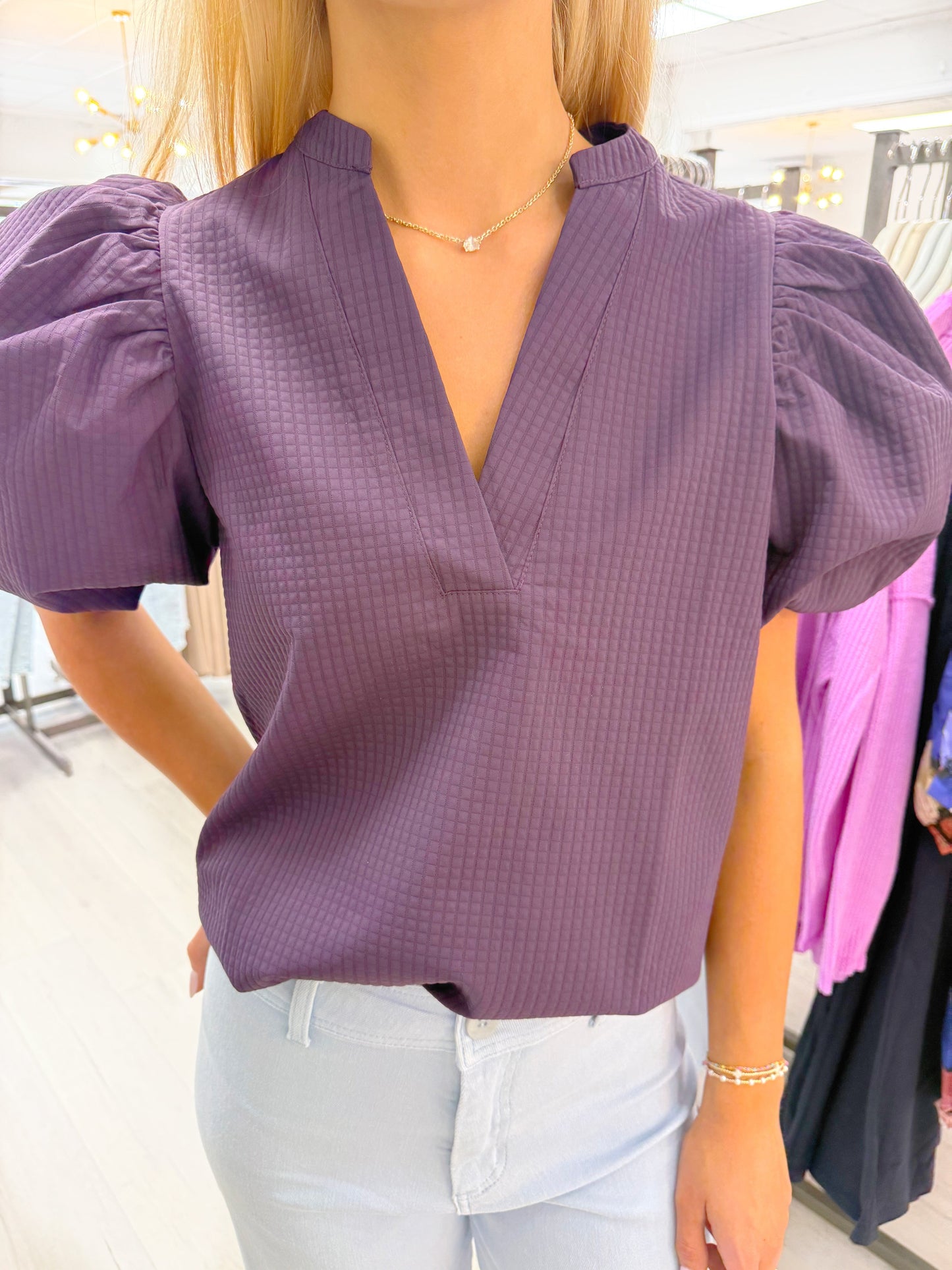 V-Neck Puff Sleeve Top