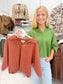 Oversized Sleeve V Neck Knit Top