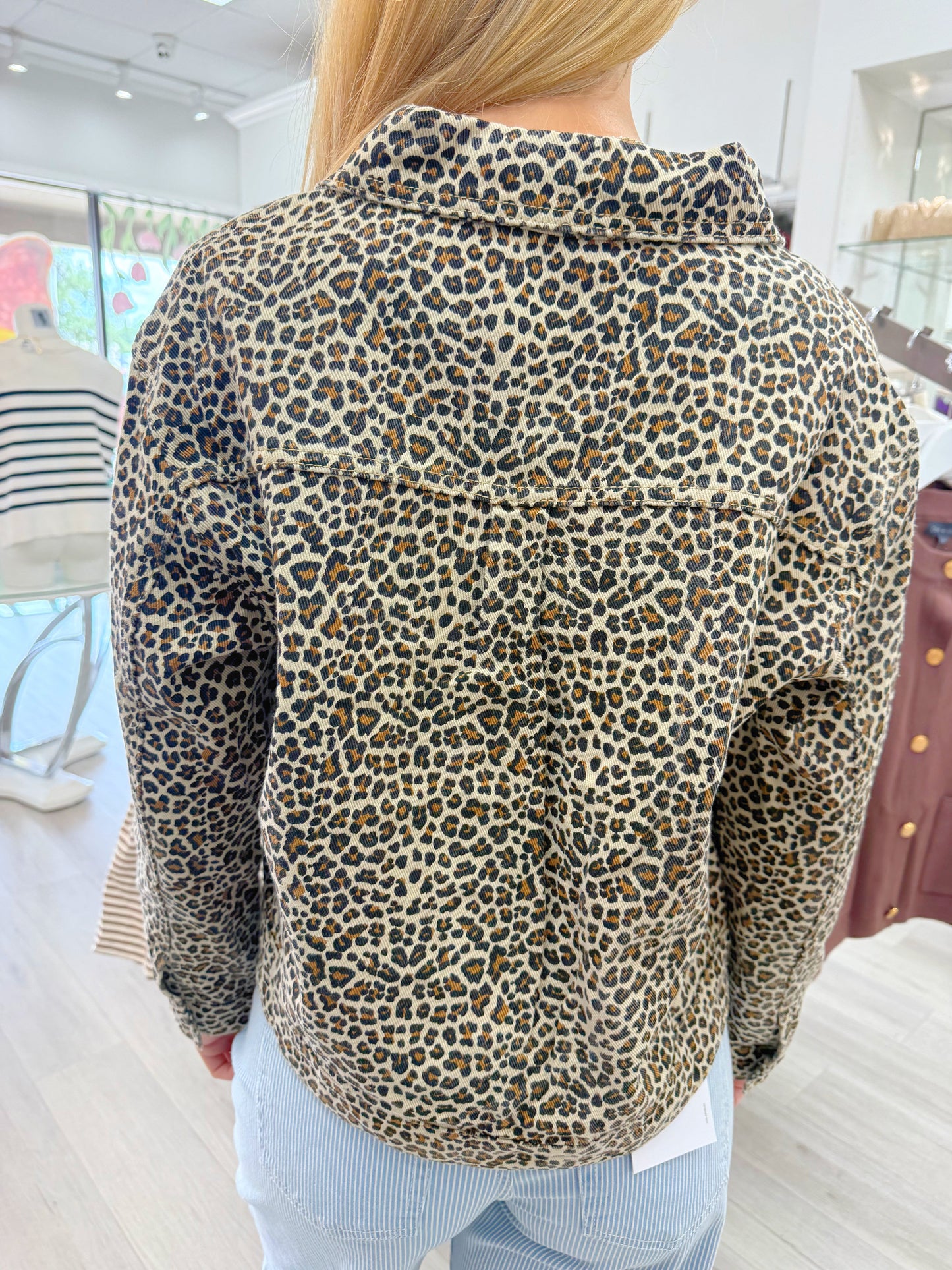 Leopard Print Denim Jacket