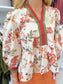 Botanical Print 3/4 Sleeve Top