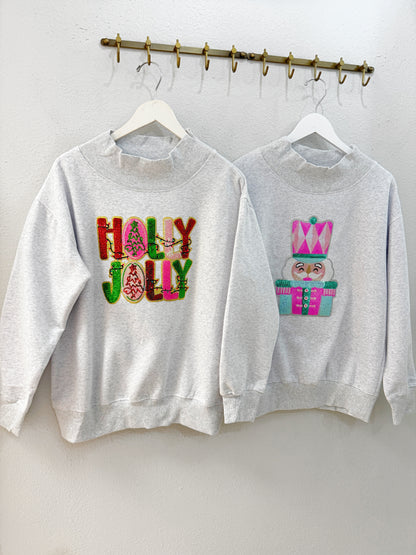 Sequin Patched Mock Necks