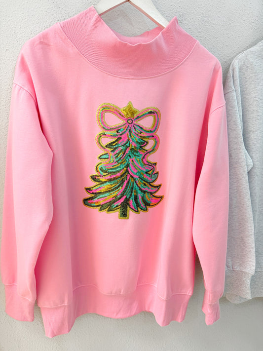 Sequin Patched Mock Necks