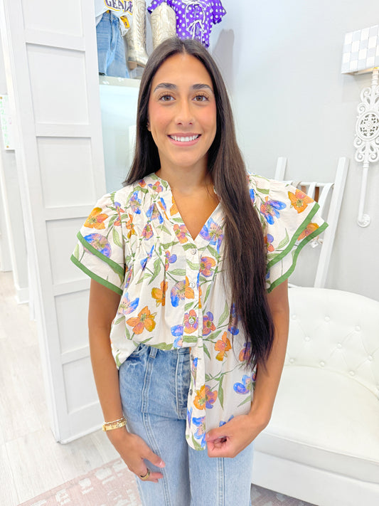 Floral Flutter Sleeve