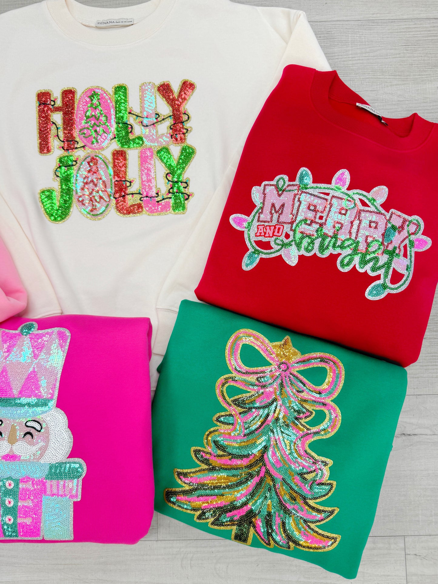 Sequin Patched Crewnecks