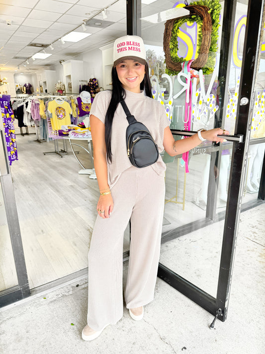 Rib Short Sleeve Top & Pant Set