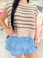 Striped Cap Sleeve Sweater Top