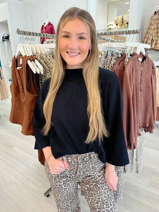 Mock Neck 3/4 Sleeve Top