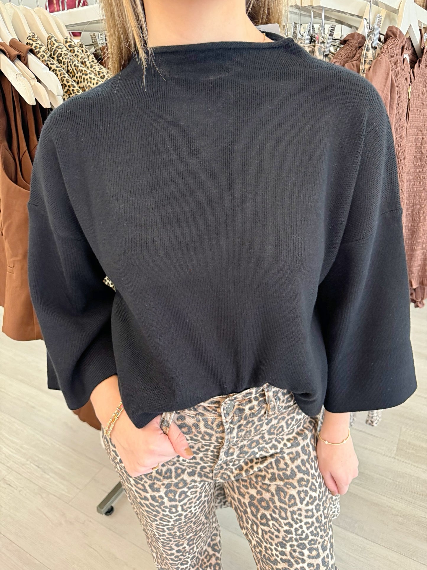 Mock Neck 3/4 Sleeve Top