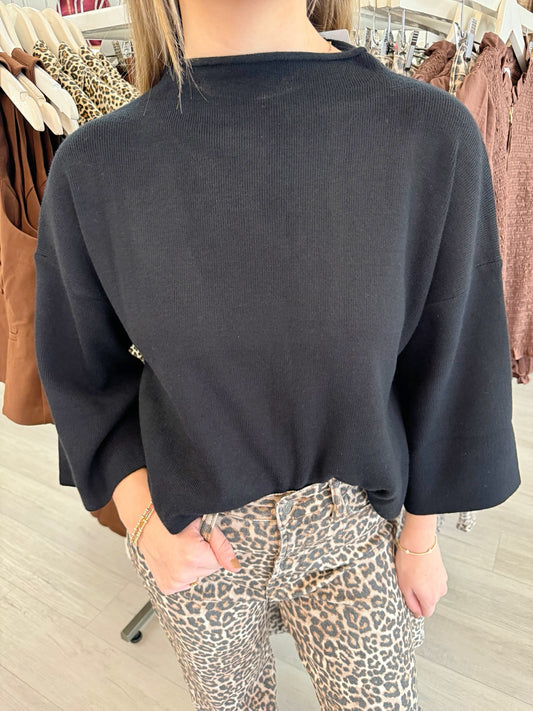 Mock Neck 3/4 Sleeve Top