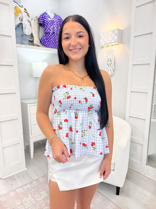 Cherry Gingham Top