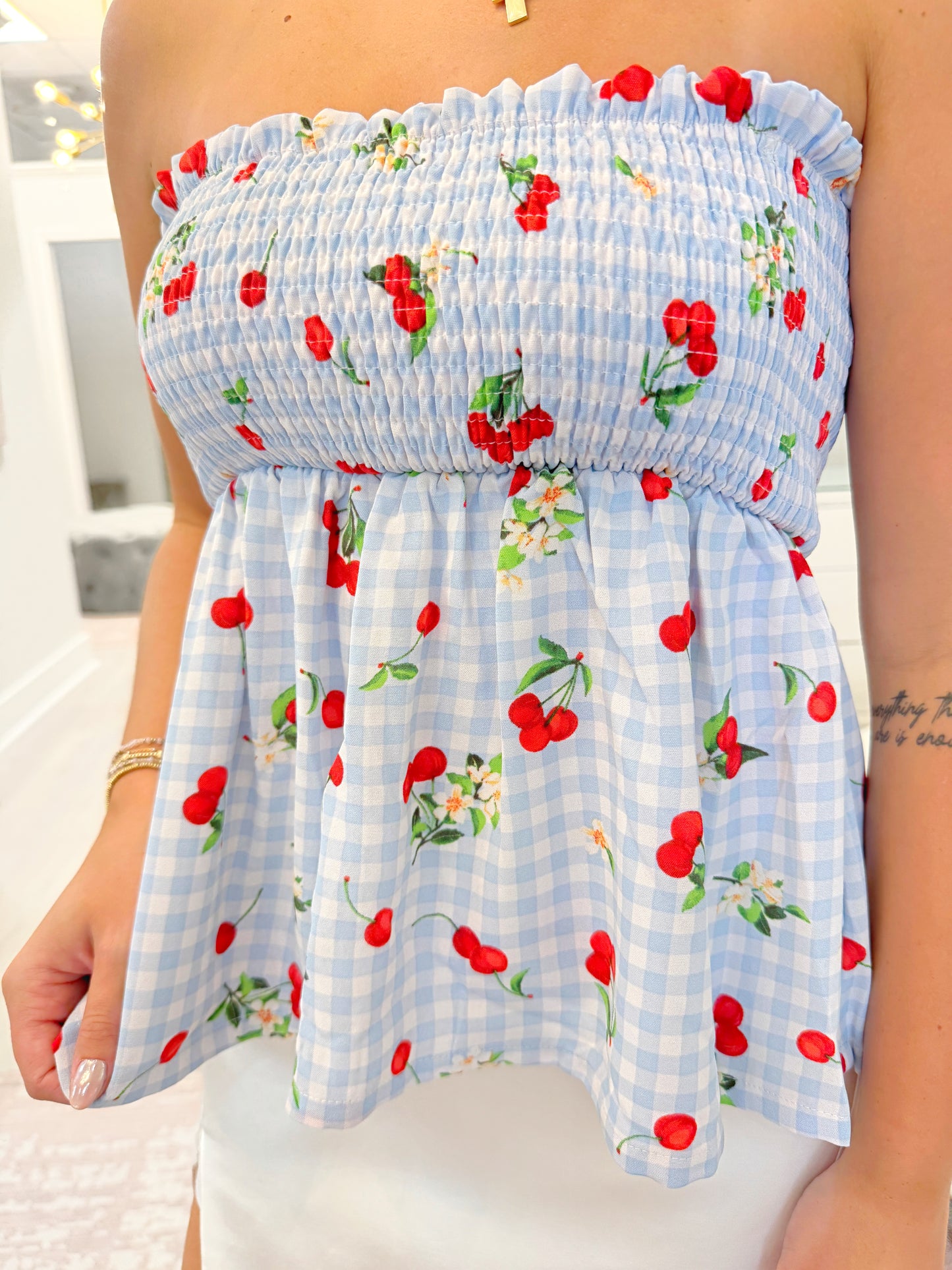Cherry Gingham Top