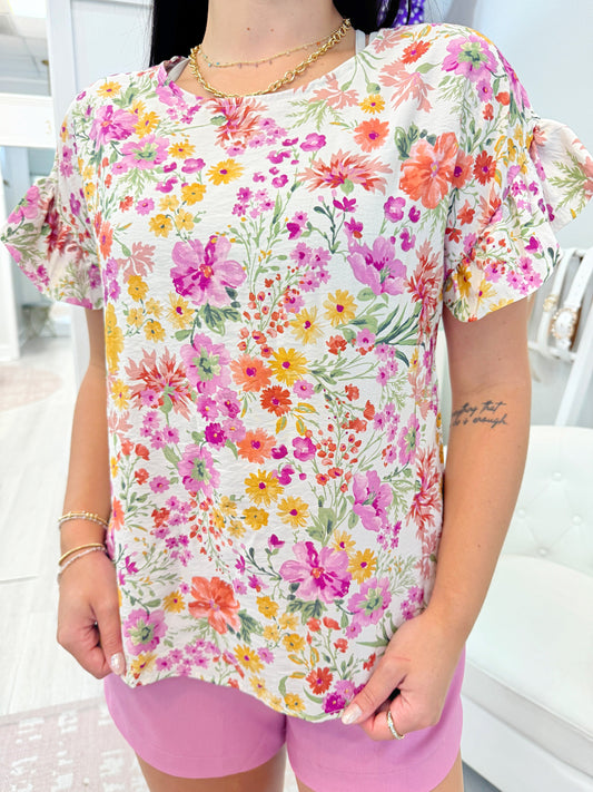 V-Neck Puff Sleeve Top