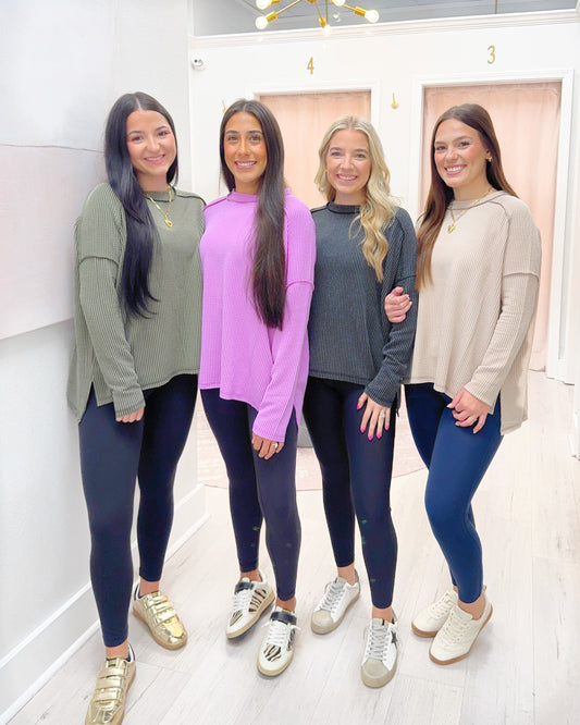 Ribbed Round Neck Top