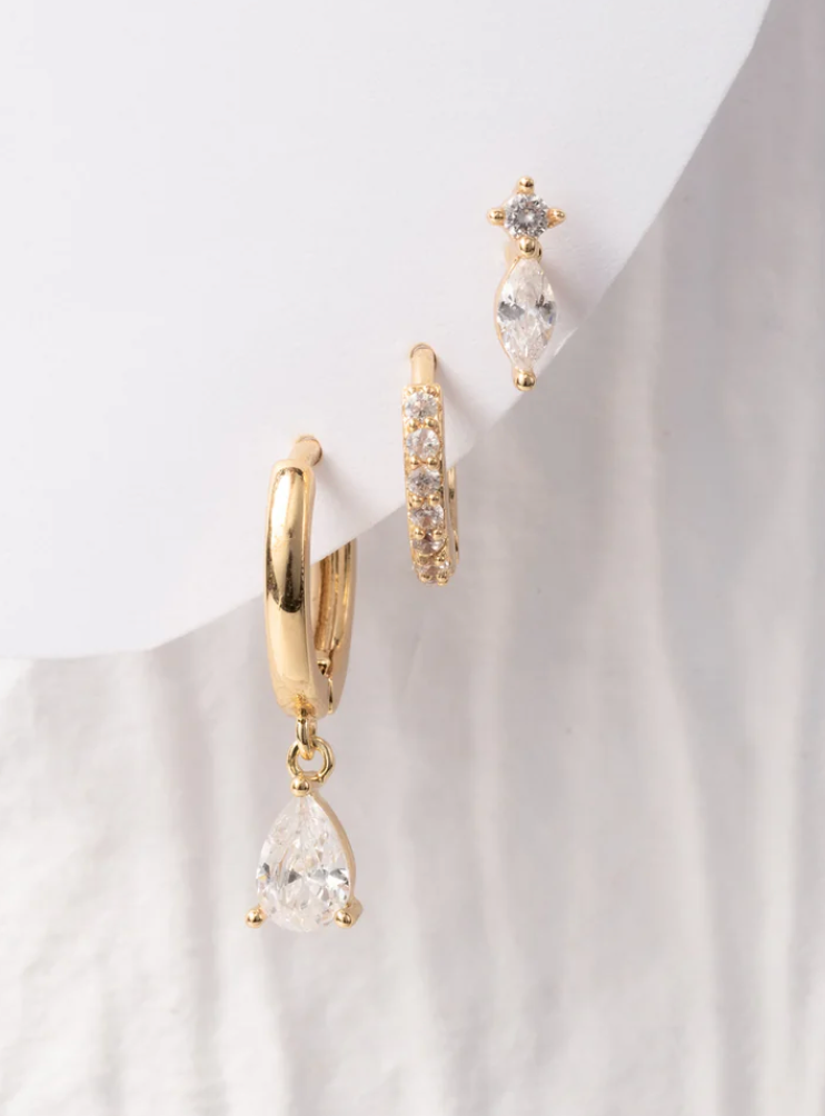 Finn earrings, gold earrings, gold earring set, set of gold hoops, set of earrings, simple gold earrings