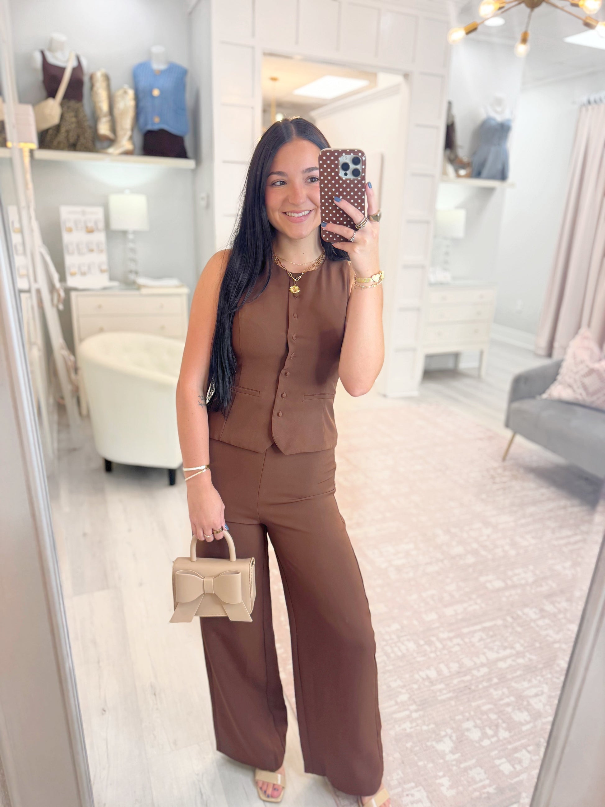 Flattering vest, sleeveless vest, button down vest , work top, classy top, elegant top, professional top, chic vest, and office top