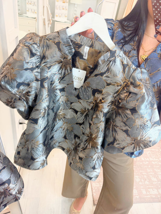puff sleeve top, floral puff sleeve top, short sleeve puff sleeve top, floral top, bold floral puff sleeve top, classy top, dressy top