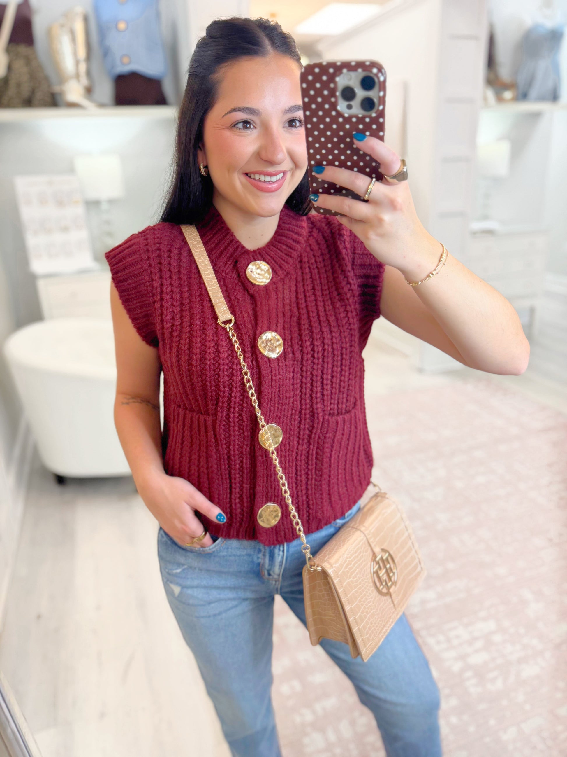 women's top, boutique tops, sleeveless tops, knitted tops, vest, layering piece, comfy knit vest, sleeveless knit vest, women's knitted vest, fall top, fall vest