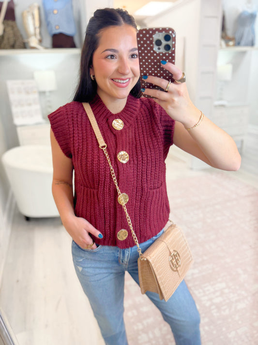 women's top, boutique tops, sleeveless tops, knitted tops, vest, layering piece, comfy knit vest, sleeveless knit vest, women's knitted vest, fall top, fall vest