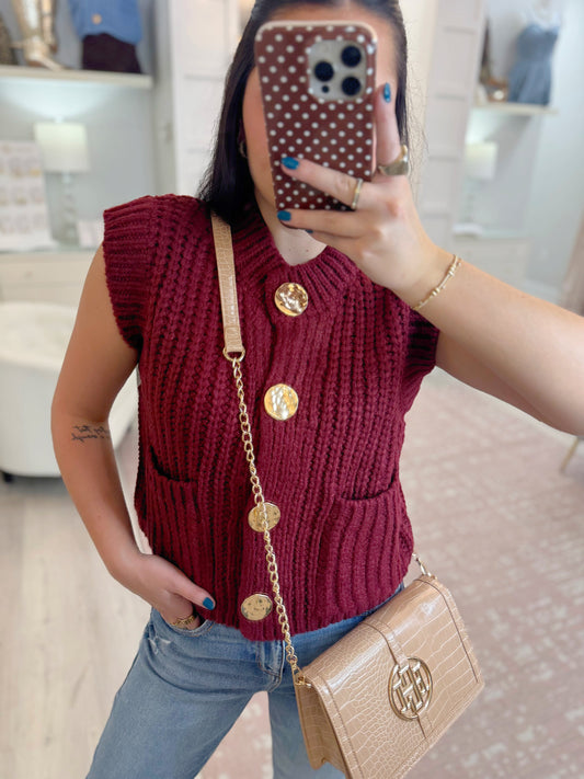 women's top, boutique tops, sleeveless tops, knitted tops, vest, layering piece, comfy knit vest, sleeveless knit vest, women's knitted vest, fall top, fall vest