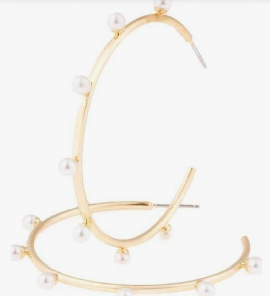 gold earring, gold hoops, gold pearl earrings, pearl earrings, pearl hoops